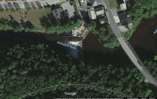 Aerial view of Fiske Mill hydro (P-8615) on the Ashuelot River in Hinsdale, NH