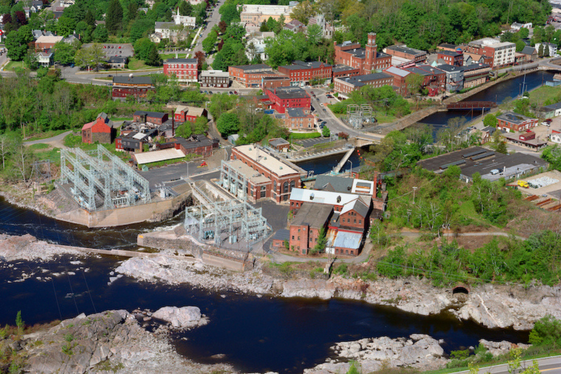 Bellows Falls hydropower facility aerial photo.